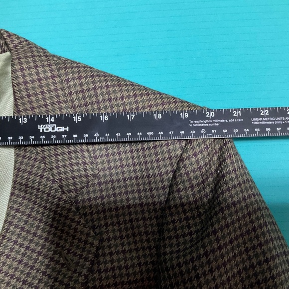 Oscar De La Renta vintage tweed wool sport coat houndstooth pattern Mens SZ 42R - Picture 5 of 9